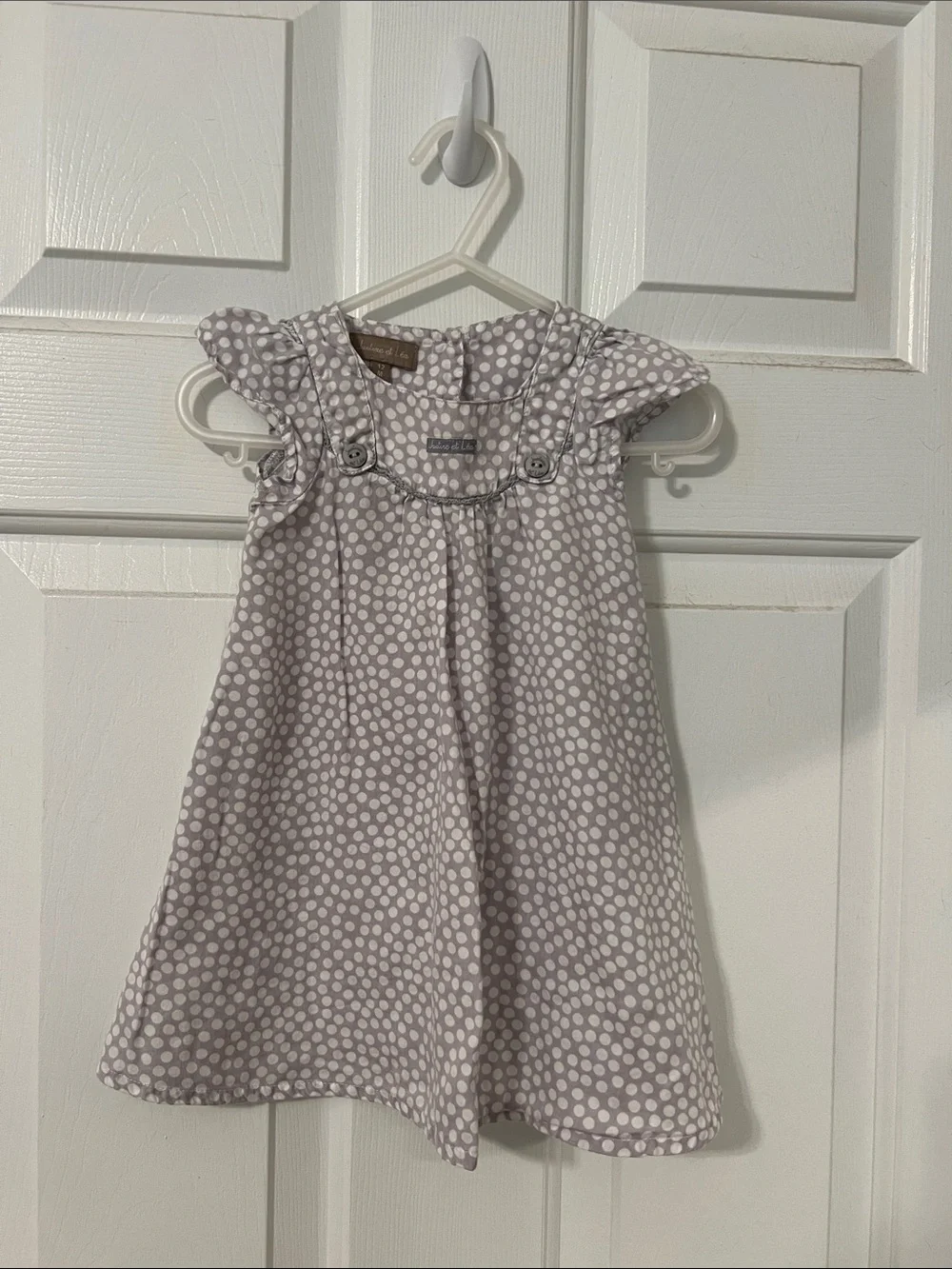 Lilac Polka Dot Flutter Sleeve Dress for Girls